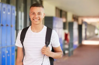 Young teen with backpack