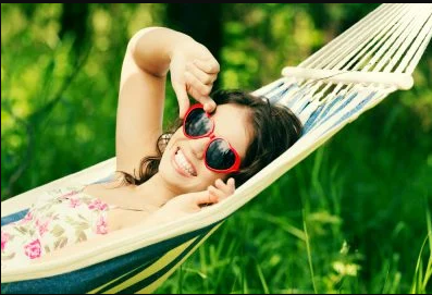 young woman in a hammok