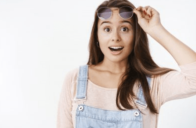 woman raising eye brows